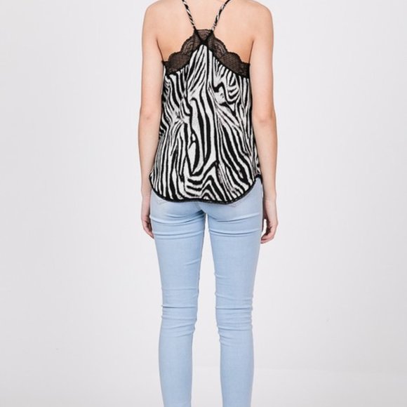 Lace Trimmed Zebra Cami NWT - Picture 8 of 13